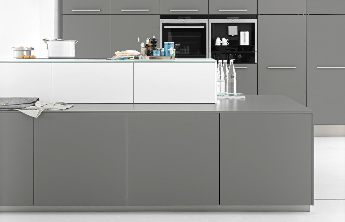 EINBAUKÜCHE   - Weiß/Grau, Design, Holzwerkstoff - Dieter Knoll
