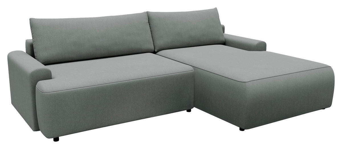 ECKSCHLAFSOFA in Struktur Grau  - Schwarz/Grau, Modern, Kunststoff/Textil (253/167cm) - Trendmanufaktur