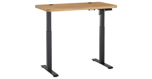 SCHREIBTISCH 120/60/76-119 cm Eichefarben elektrisch höhenverstellbar  - Eichefarben/Schwarz, MODERN, Holz/Metall (120/60/76-119cm) - Linea Natura