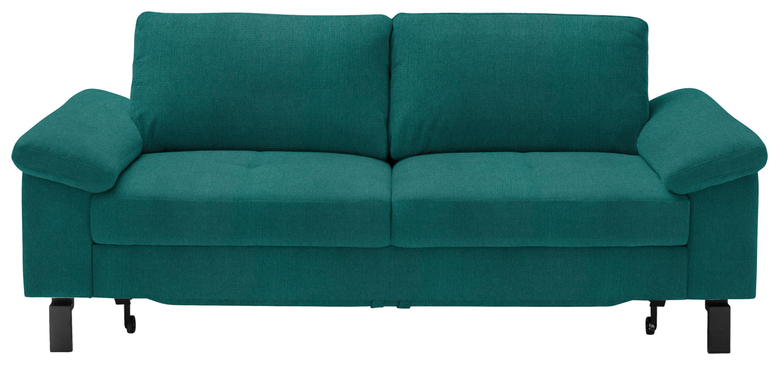 2,5-SITZER in Velours Petrol  - Petrol/Schwarz, Design, Textil/Metall (206/86/97cm) - Pure Home Lifestyle