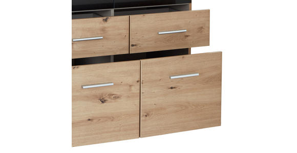 KLEIDERSCHRANK in Dunkelgrau, Eiche Artisan - Dunkelgrau/Silberfarben, Design, Holzwerkstoff/Kunststoff (91/197/54cm) - Carryhome
