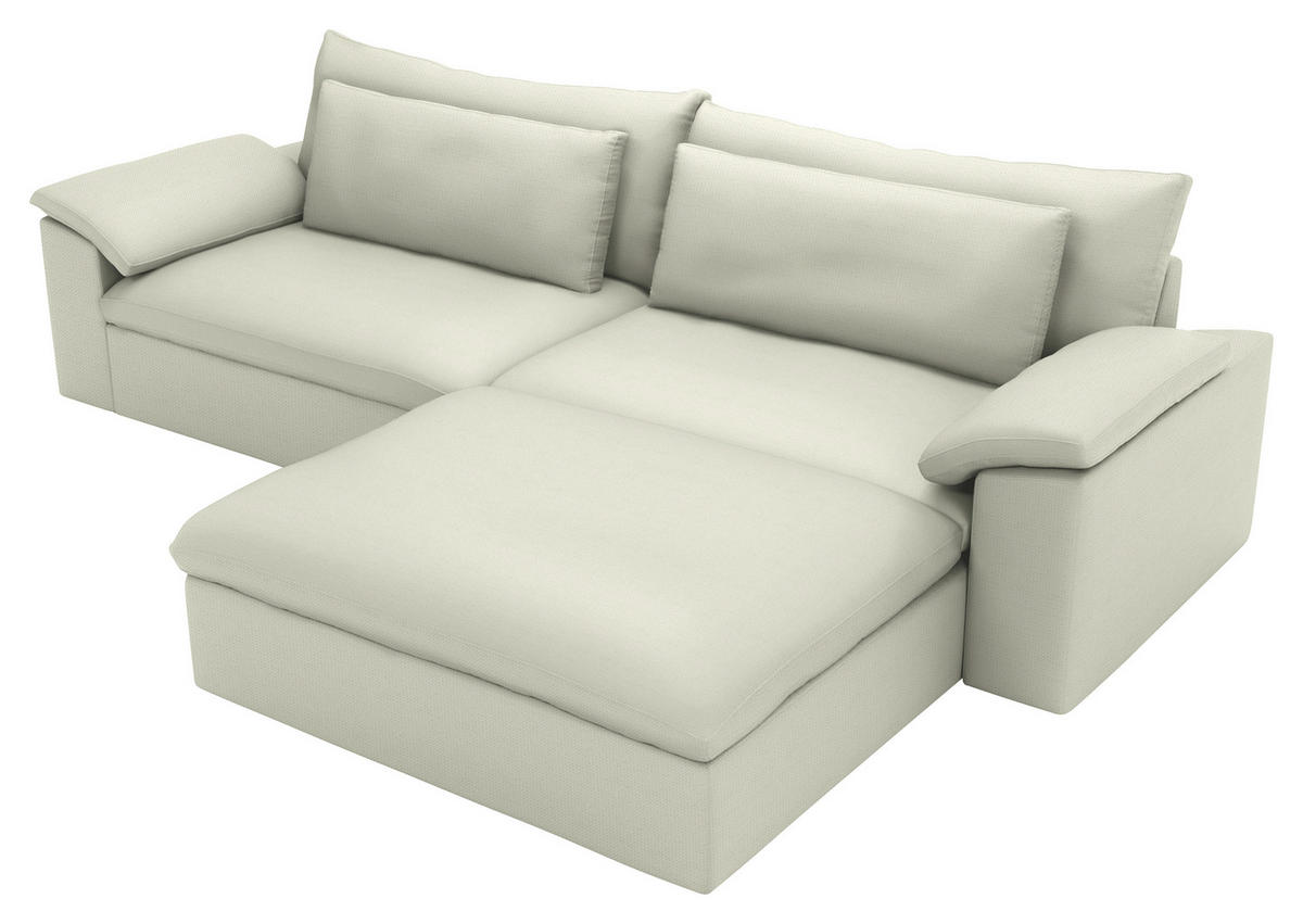 ECKSOFA  Chenille Creme  - Creme/Schwarz, Modern, Kunststoff/Textil (306/198cm) - Carryhome