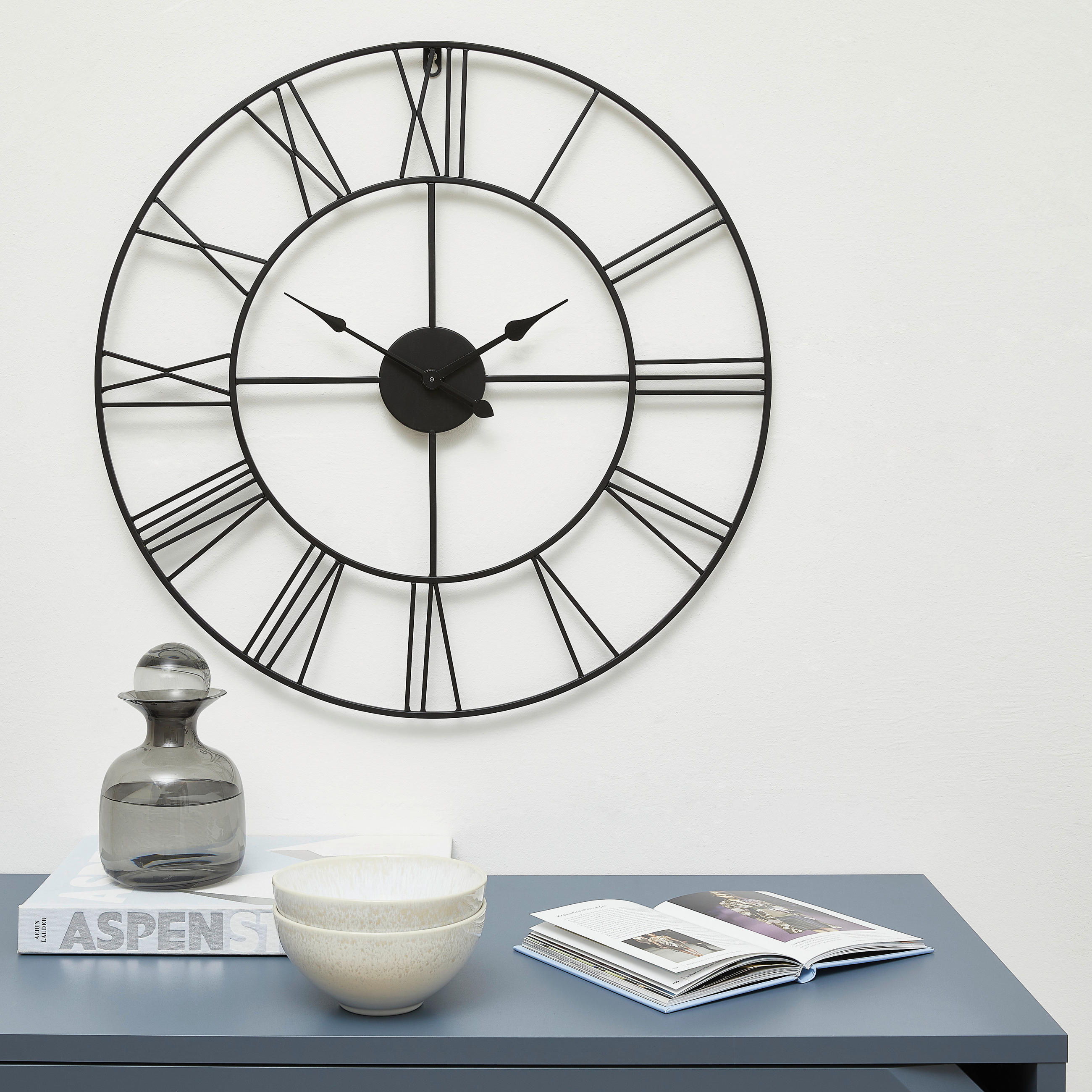 WANDUHR  Schwarz 60 cm  - Schwarz, Design, Metall (60cm) - Ambia Home