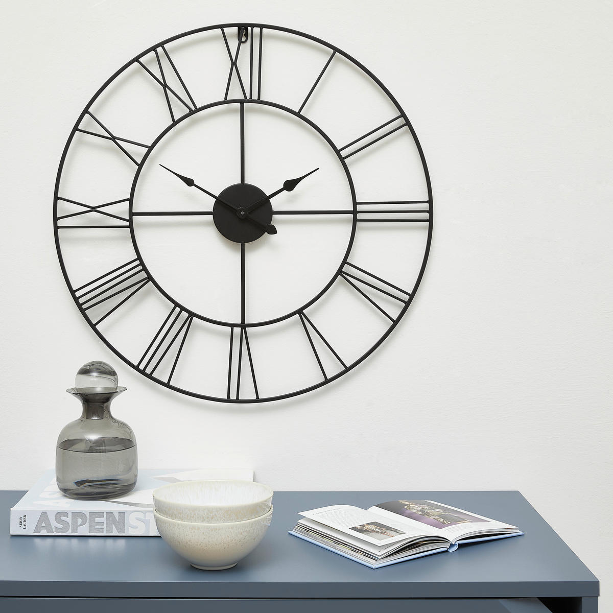 WANDUHR  Schwarz 60 cm  - Schwarz, Design, Metall (60cm) - Ambia Home