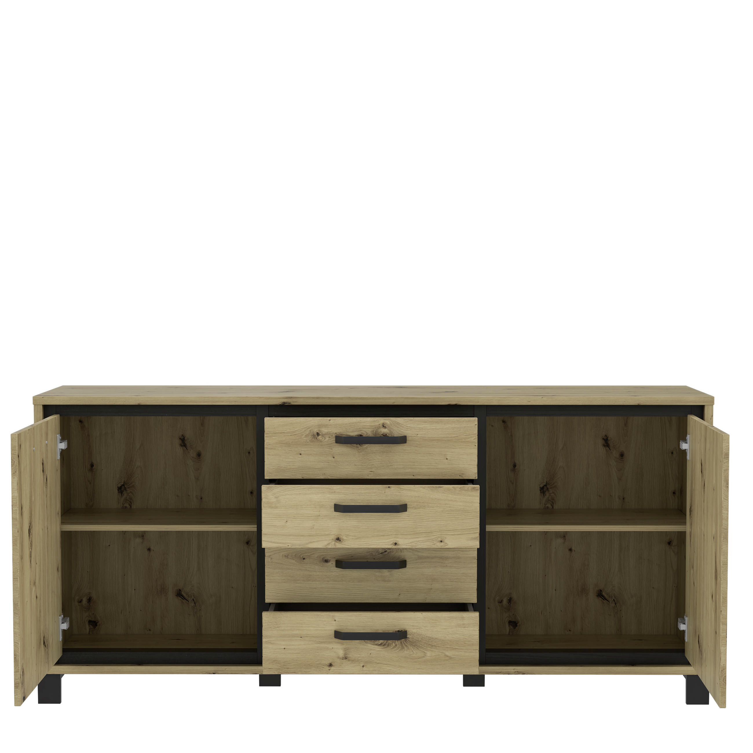 SIDEBOARD  - svart/ekfärgad, Basics, metall/trämaterial (178.4cm) - Livetastic