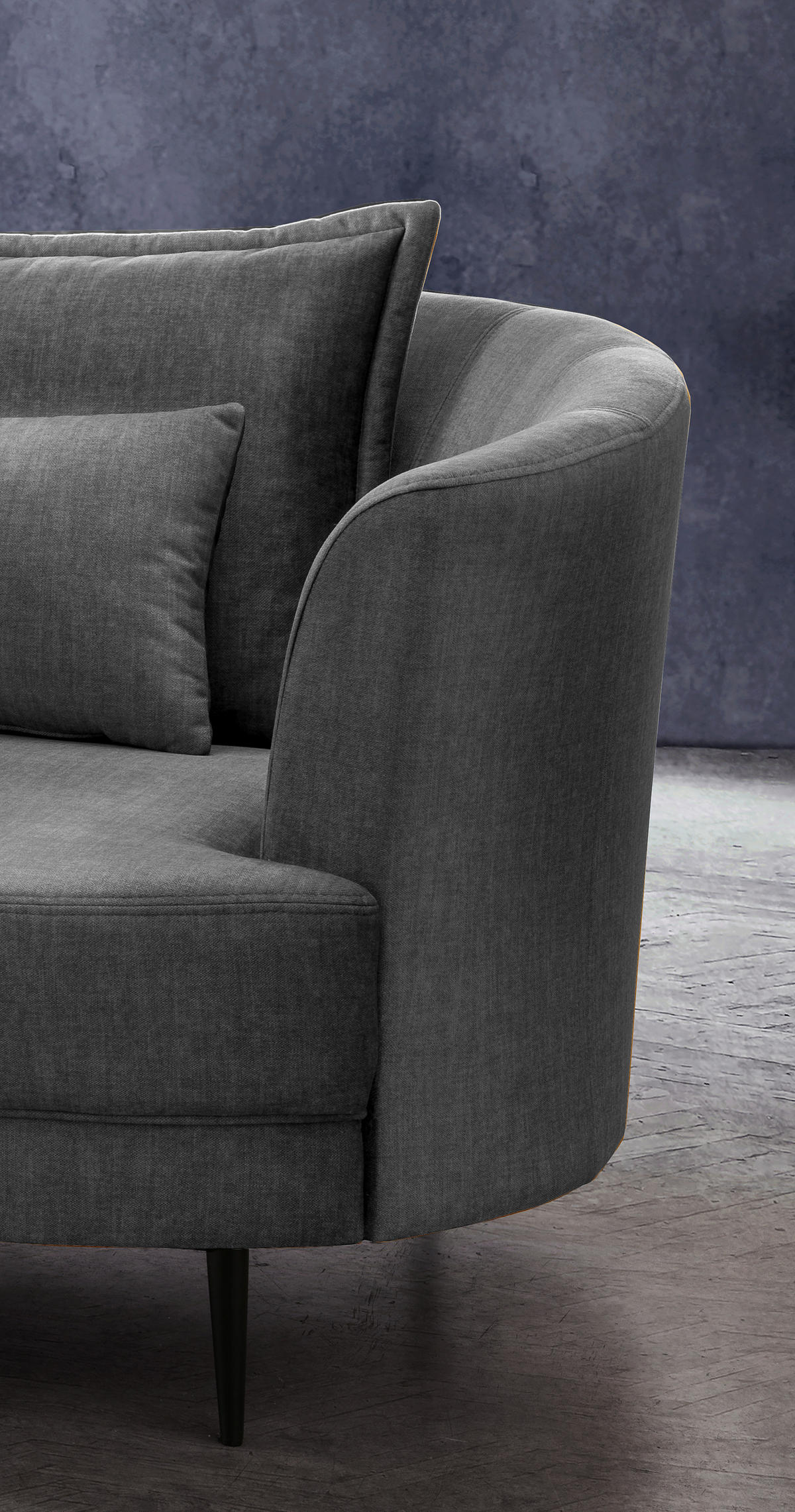 3-SITZER-SOFA in Velours Grau  - Schwarz/Grau, MODERN, Textil/Metall (209/85/101cm) - Livetastic