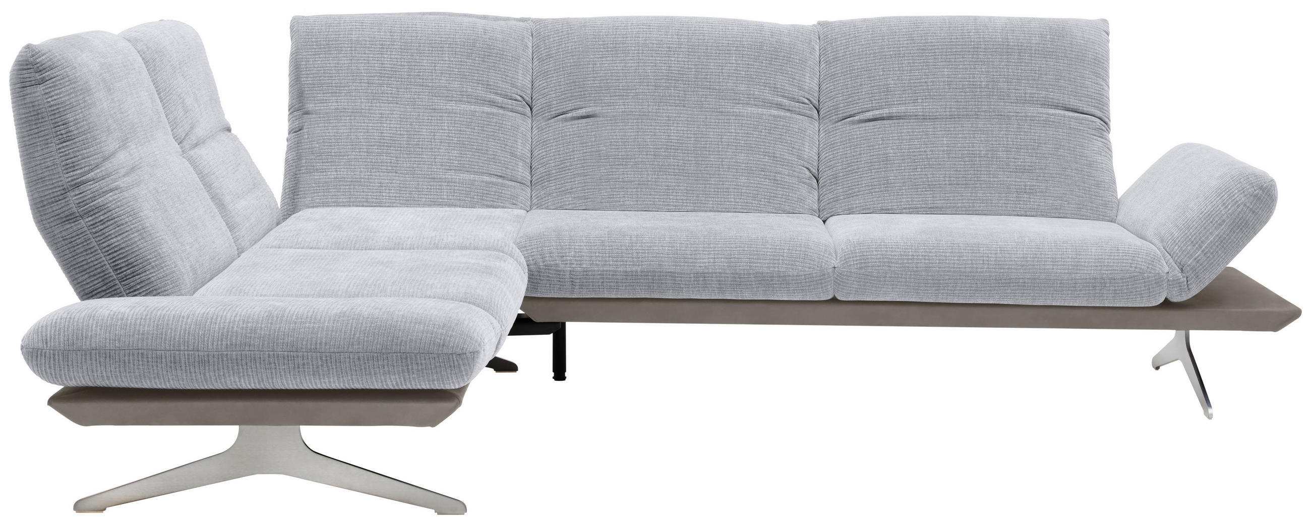 ECKSOFA in Flachgewebe Grau  209/277 cm  - Edelstahlfarben/Grau, Design, Textil/Metall (209/277cm) - Koinor