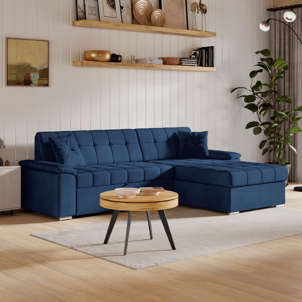 ECKSOFA Blau Zierkissen  - Blau, Trend, Textil (257/167cm) - Livetastic