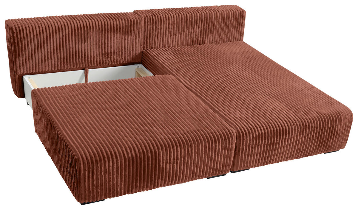 ECKSOFA in Cord Bronzefarben  210/145 cm  - Schwarz/Bronzefarben, MODERN, Holz/Textil (210/145cm) - Carryhome