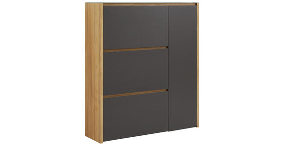 SCHUHSCHRANK 99,7/113,7/28 cm - Eichefarben/Anthrazit, Design, Glas/Holzwerkstoff (99,7/113,7/28cm) - Voleo