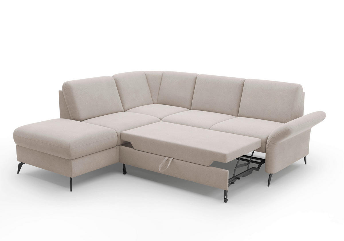 ECKSOFA ROCHELLE E Greige Flachgewebe  - Greige/Schwarz, KONVENTIONELL, Textil/Metall (216/240cm) - Sit & More