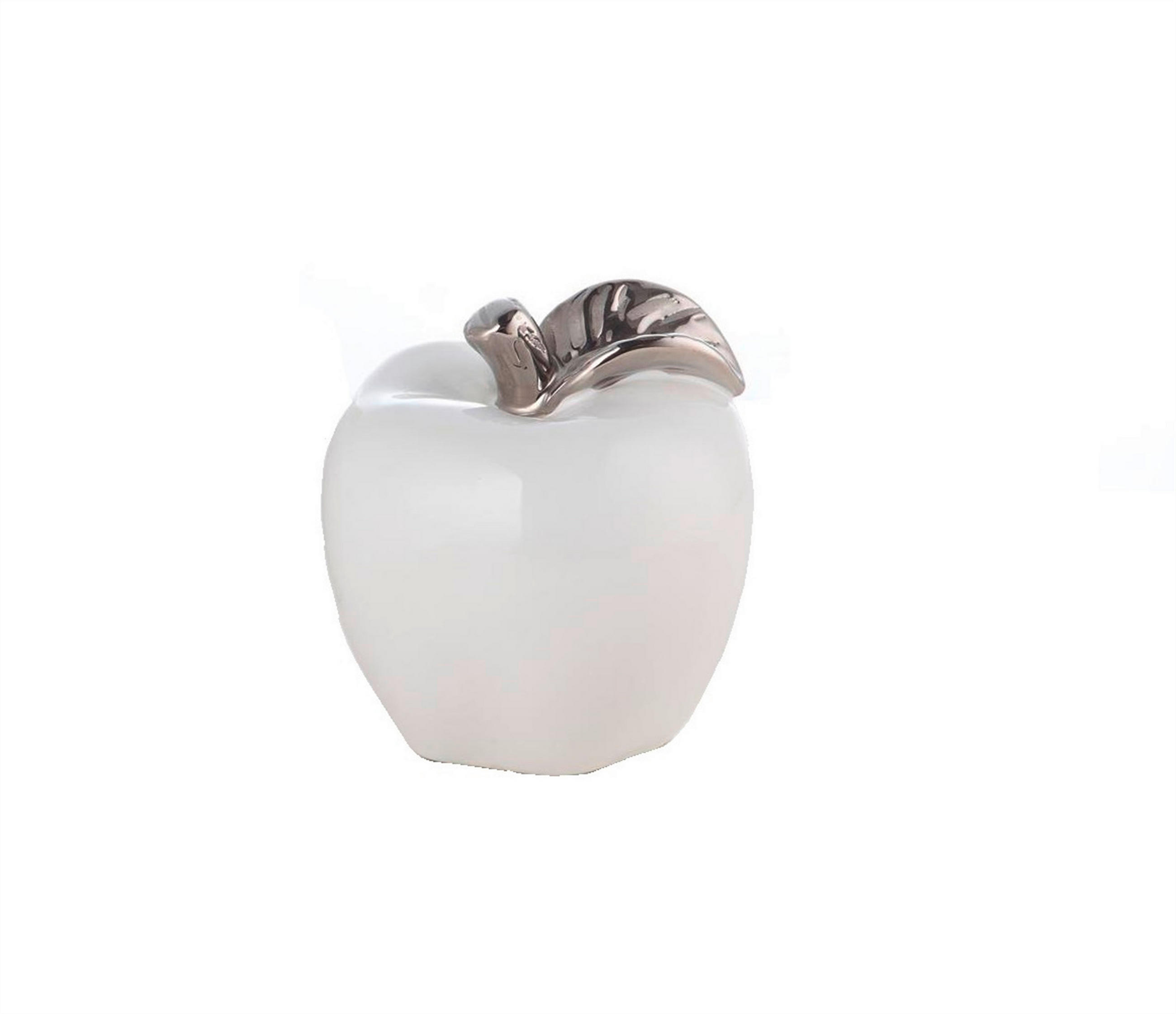DEKORAČNÍ JABLKO - bílá/barvy stříbra, Basics, keramika (8,5/9/8,8cm) - Ambia Home