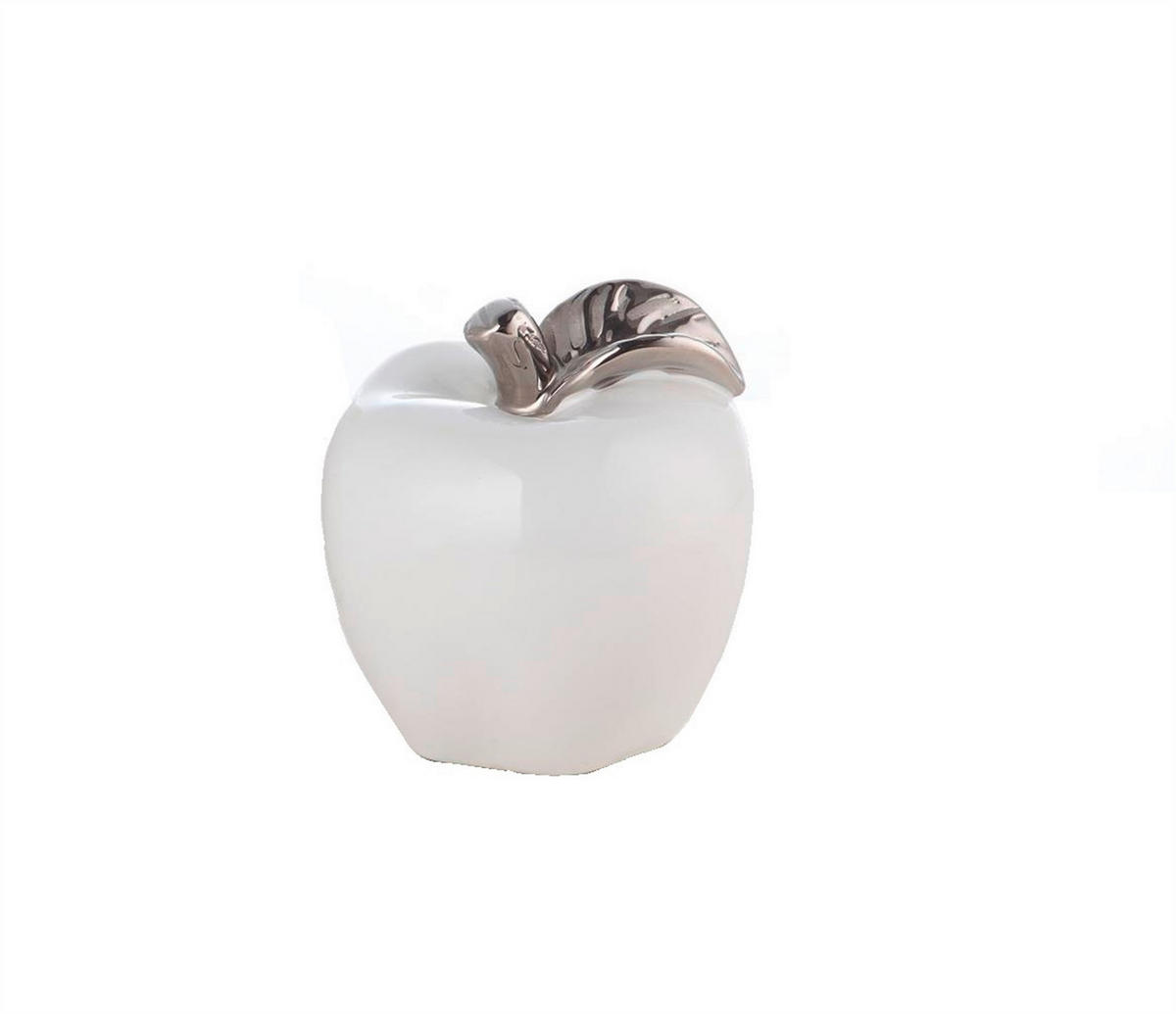 DEKORAČNÉ JABLKO - biela/strieborná, Basics, keramika (8,5/9/8,8cm) - Ambia Home