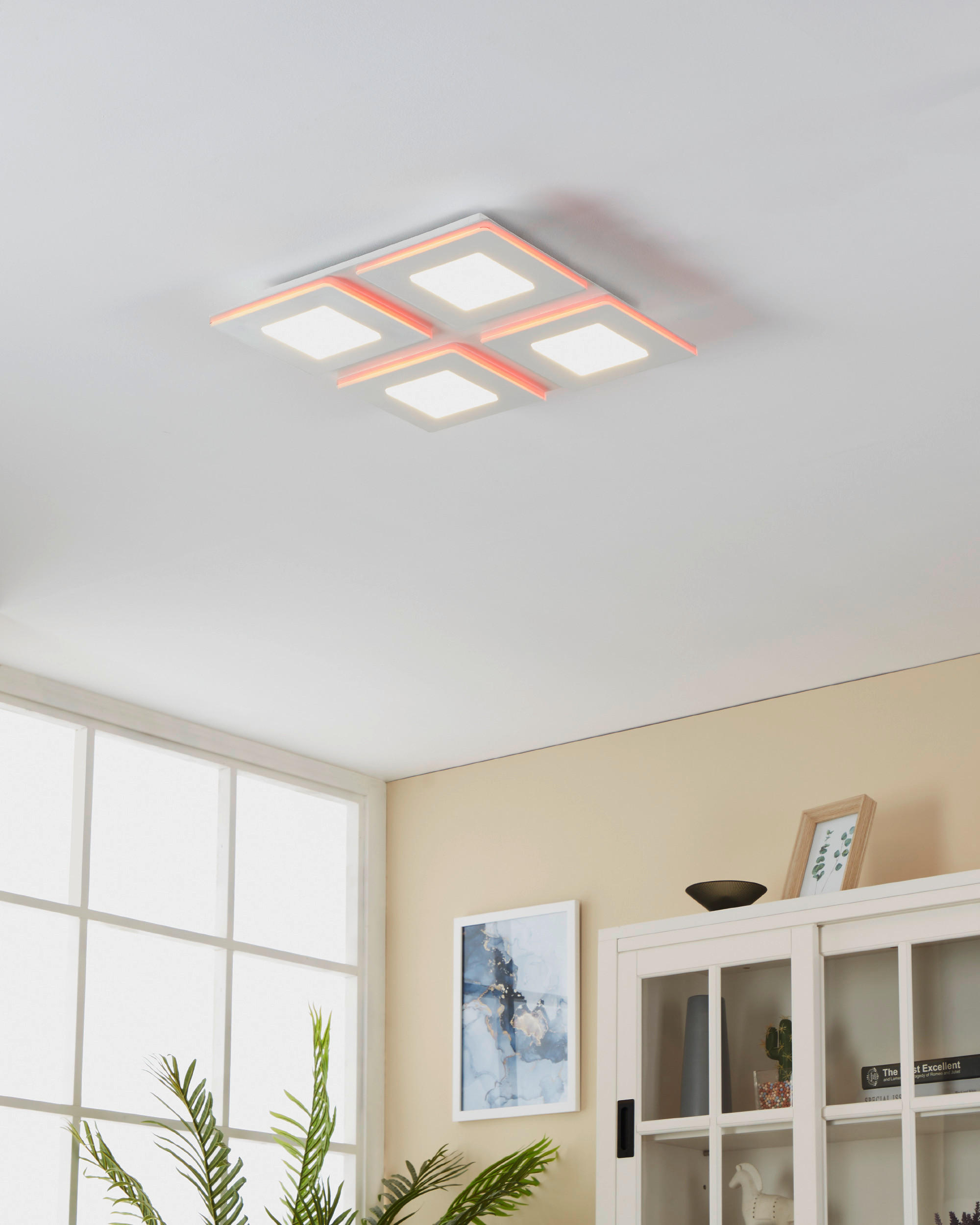 LED-DECKENLEUCHTE Padrogiano  Smart 45/45/5 cm   - Weiß, Basics, Kunststoff/Metall (45/45/5cm) - Eglo