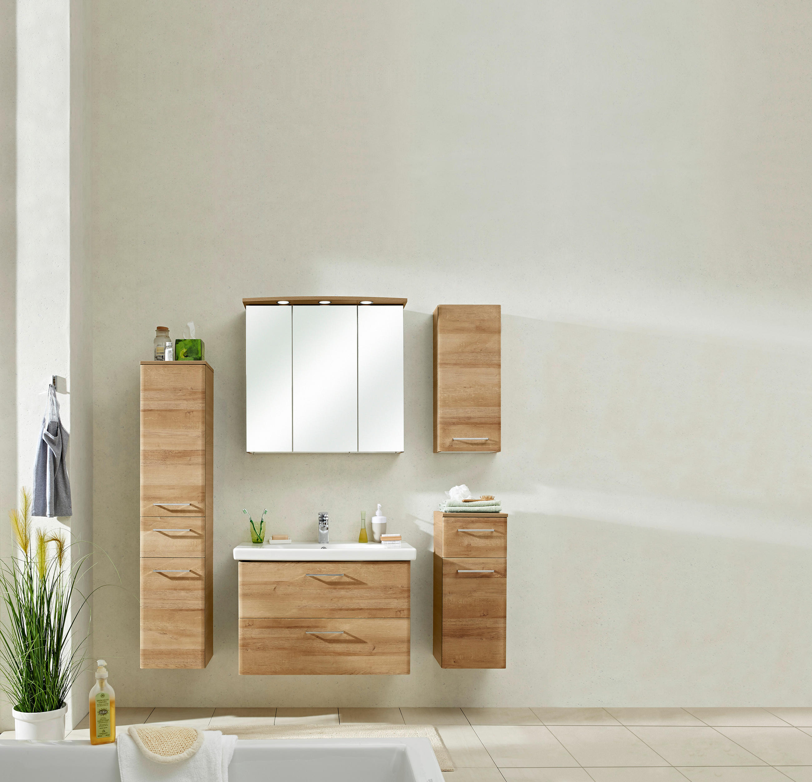 SPIEGELSCHRANK 75/72/20 cm  - Chromfarben/Eichefarben, KONVENTIONELL, Glas/Holzwerkstoff (75/72/20cm) - Xora