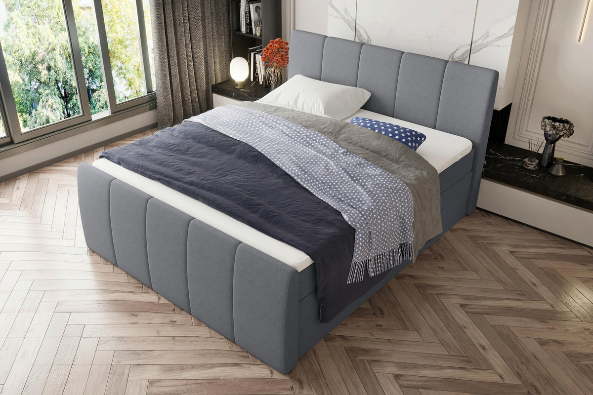 LIT BOXSPRING 180/200 cm  in Grau  - Schwarz/Grau, Konventionell, Kunststoff/Textil (180/200cm) - Carryhome