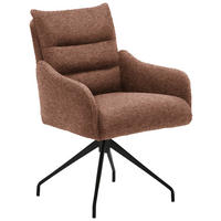 ARMLEHNSTUHL Teddystoff  - Haselnussfarben/Schwarz, Design, Textil/Metall (62/86/68cm) - Welnova