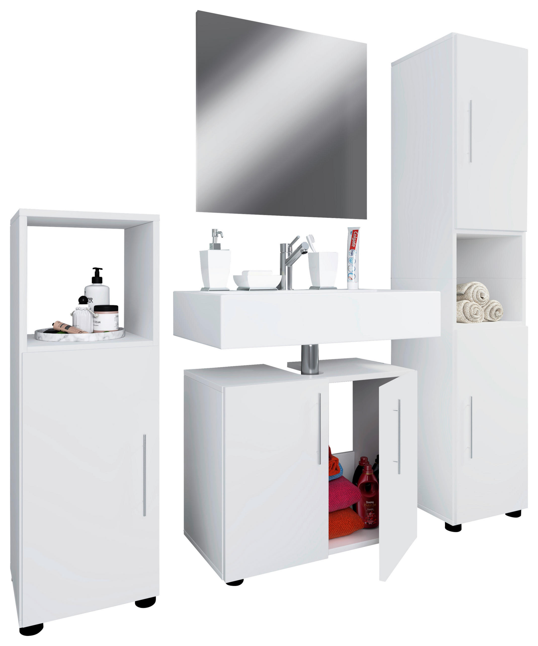 BADEZIMMER  in 122 cm  - Weiß, MODERN, Holzwerkstoff (122cm) - MID.YOU