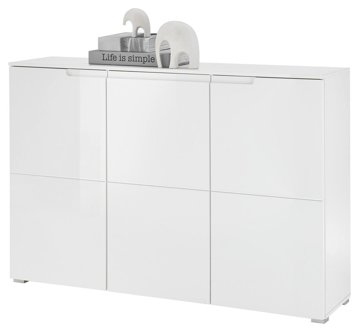 ORMAR ZA OBUĆU  bijela, bijela visoki sjaj  drvni materijal     - bijela/srebrne boje, Konvencionalno, drvni materijal/plastika (150/100/37cm) - MID.YOU
