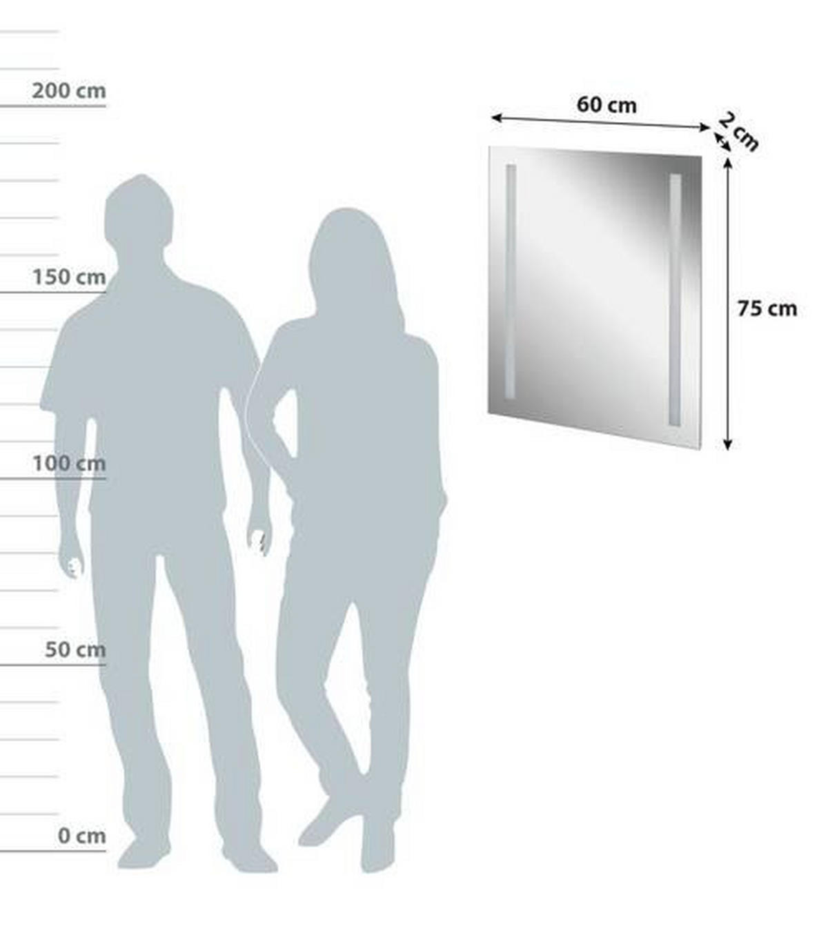 BADEZIMMERSPIEGEL 60/75/2 cm  - Basics, Glas (60/75/2cm) - MID.YOU