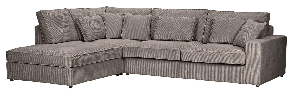 ECKSOFA Taupe Cord Zierkissen, Rückenkissen, Rücken echt  - Taupe/Schwarz, MODERN, Kunststoff/Textil (228/307cm) - Carryhome