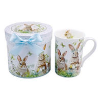 KAFFEEBECHER  320 ml   - Braun/Grün, Basics, Karton/Keramik (7,6/10,8cm)