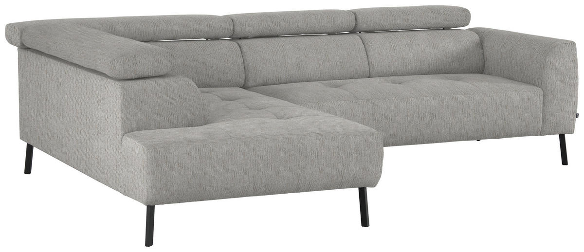 ECKSOFA in Webstoff Beige  - Beige/Schwarz, Design, Textil/Metall (205/280cm) - MID.YOU