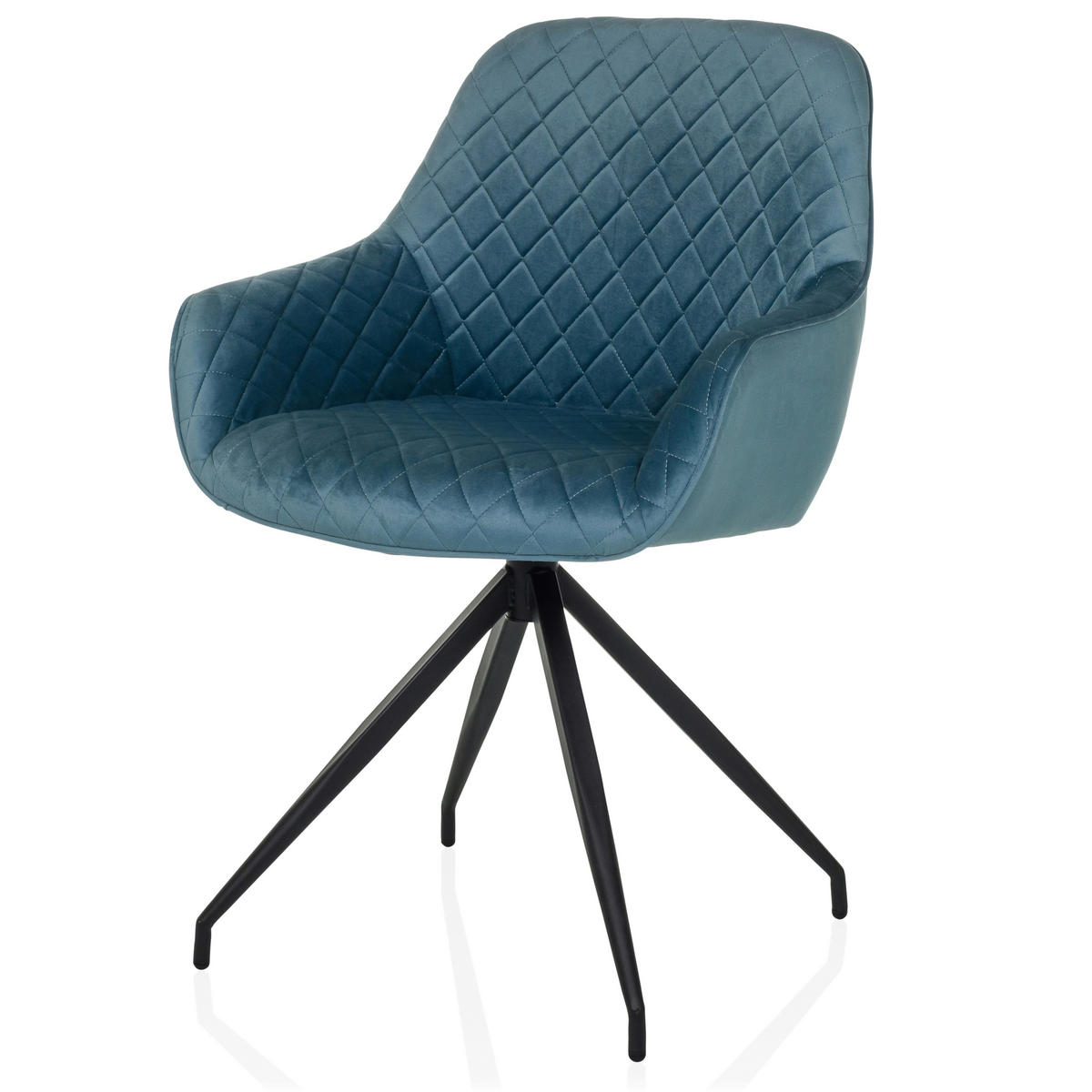 STOL MED ARMSTÖD sammet  - blågrå/svart, Modern, metall/textil (58/87/57cm) - MID.YOU