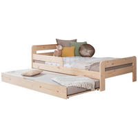 Bett Bennet mit Ausziehbett 120/200 cm Naturfarben  - Naturfarben, Modern, Holz (120/200cm) - MID.YOU