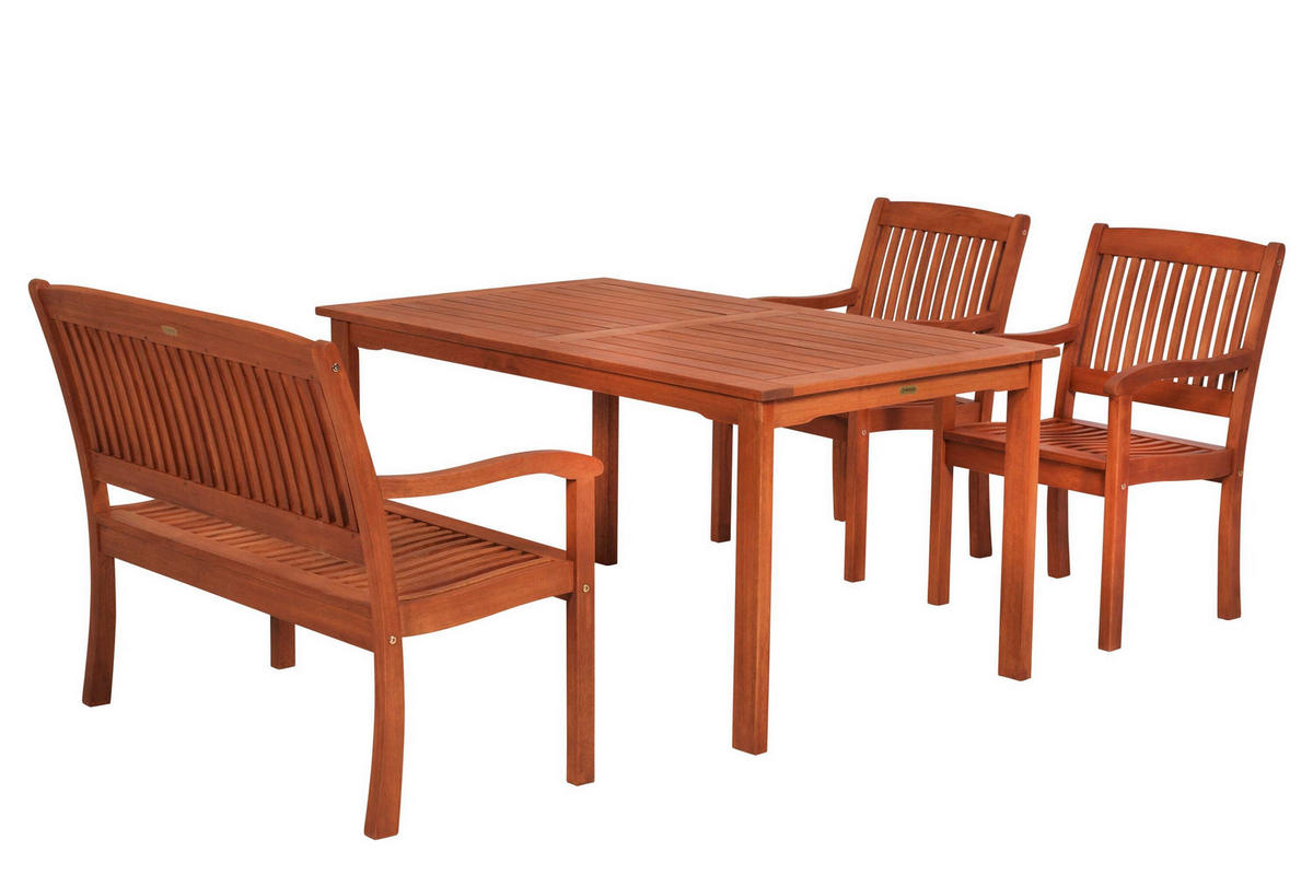 GARTENTISCHGRUPPE Eukalyptusholz Hartholz  - Eukalyptusholzfarben, KONVENTIONELL, Holz - Gardenson