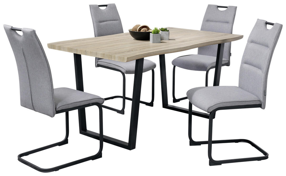 JÍDELNÍ STŮL, černá, barvy dubu, 160/90/76 cm - černá/barvy dubu, Design, kov/kompozitní dřevo (160/90/76cm) - MID.YOU