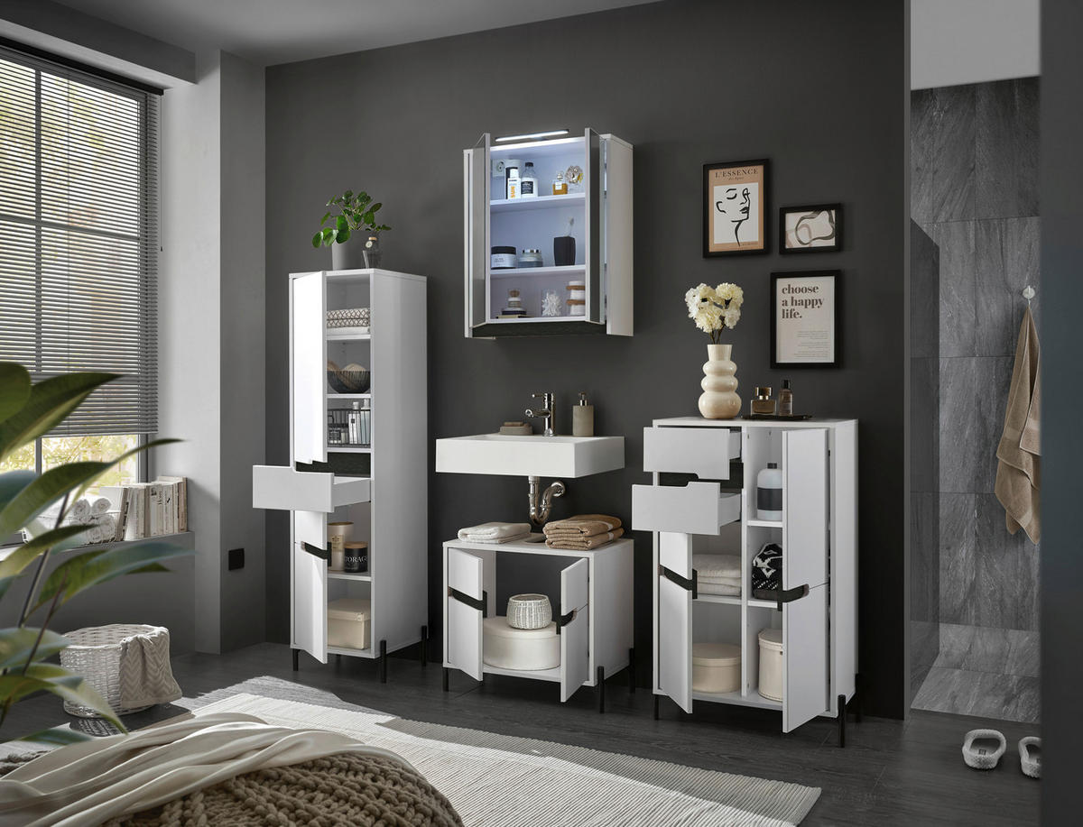 ARMOIRE HAUTE 40/155/35 cm  - Weiss/Schwarz, Basics, Holzwerkstoff/Metall (40/155/35cm) - MID.YOU