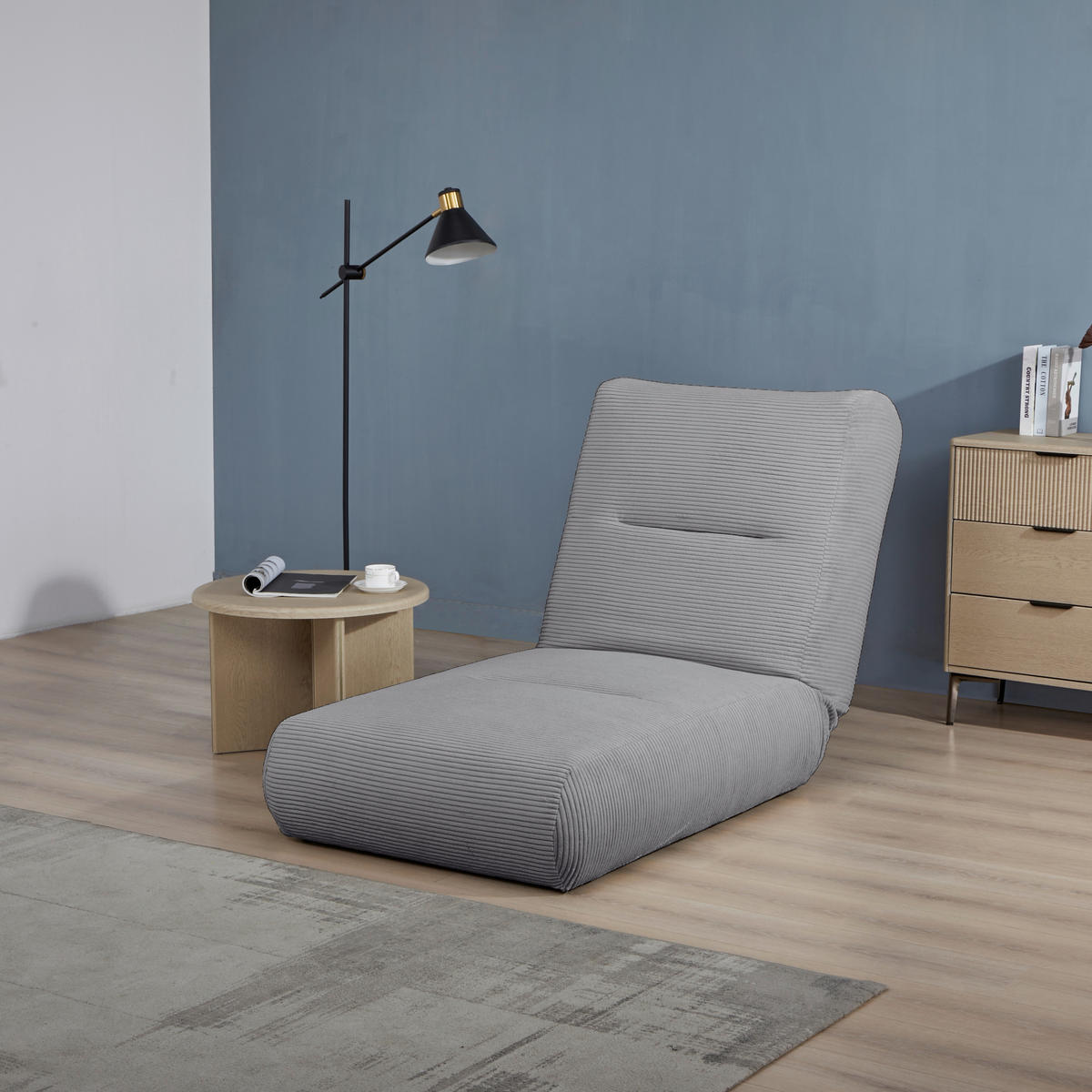 Fotoliu Extensibil, textil, gri - gri, Design, textil (81/88/160cm) - Livetastic