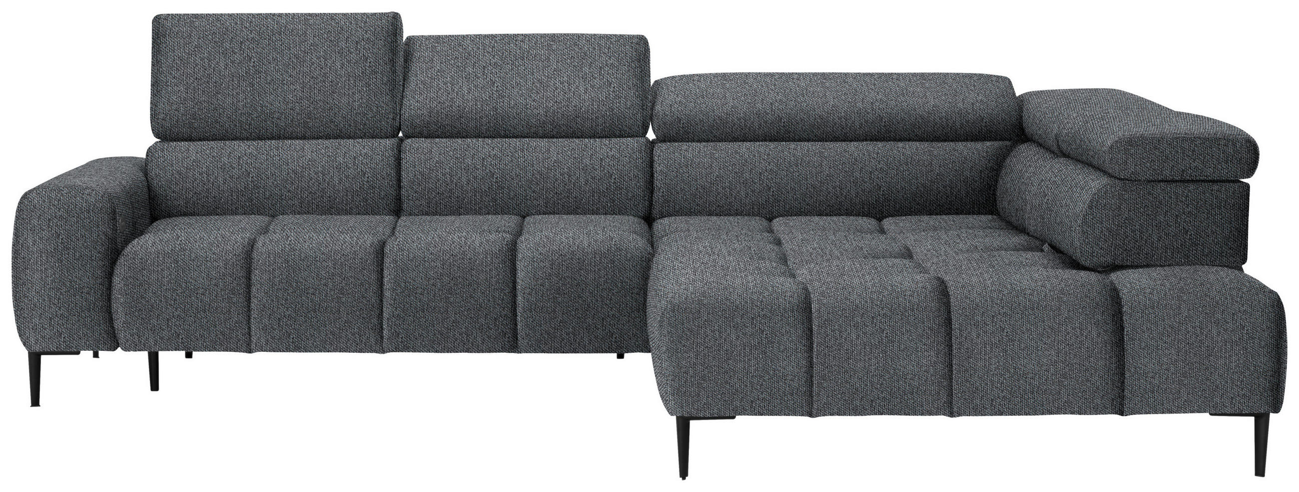 ECKSOFA in Webstoff Dunkelgrau  - Dunkelgrau/Schwarz, Design, Textil/Metall (300/216cm) - Welnova