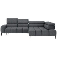 ECKSOFA in Webstoff Dunkelgrau  - Dunkelgrau/Schwarz, Design, Textil/Metall (300/216cm) - Welnova