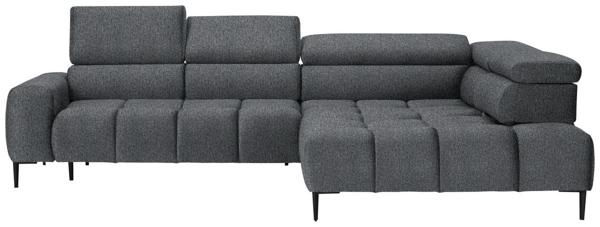 ECKSOFA in Webstoff Dunkelgrau  - Dunkelgrau/Schwarz, Design, Textil/Metall (300/216cm) - Welnova