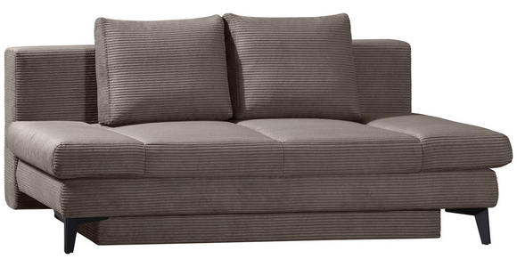 SCHLAFSOFA Cord Taupe  inkl. Bettkasten, Schlaffunktion, Armteilverstellung  - Taupe/Schwarz, Design, Textil/Metall (200/85/90cm) - Novel
