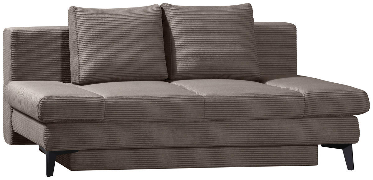 SCHLAFSOFA Cord Taupe  inkl. Bettkasten, Schlaffunktion, Armteilverstellung  - Taupe/Schwarz, Design, Textil/Metall (200/85/90cm) - Novel