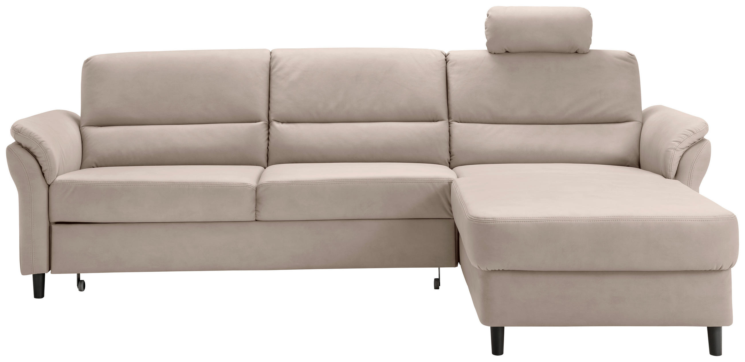 ECKSOFA Beige Lederlook  - Beige/Schwarz, MODERN, Holz/Textil (279/176cm) - Livetastic