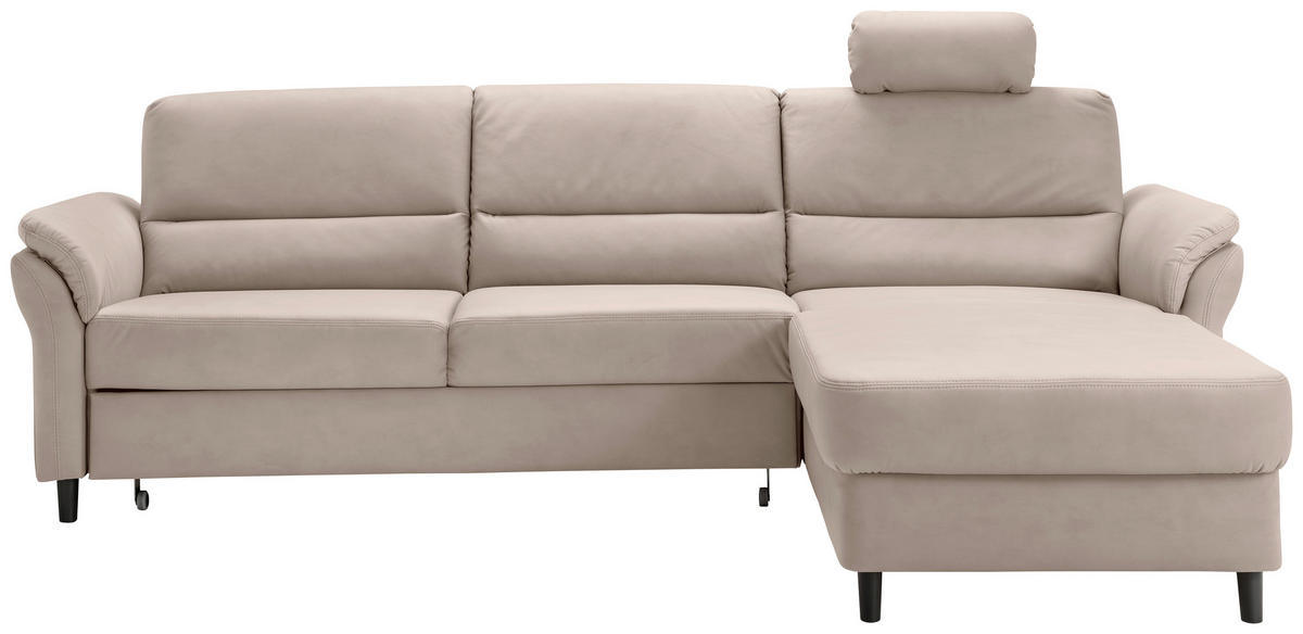 ECKSOFA  in Lederlook Beige  - Beige/Schwarz, MODERN, Holz/Textil (279/176cm) - Livetastic