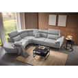 ECKSOFA in Velours Hellgrau  - Hellgrau/Schwarz, Design, Textil/Metall (264/299cm) - Novel