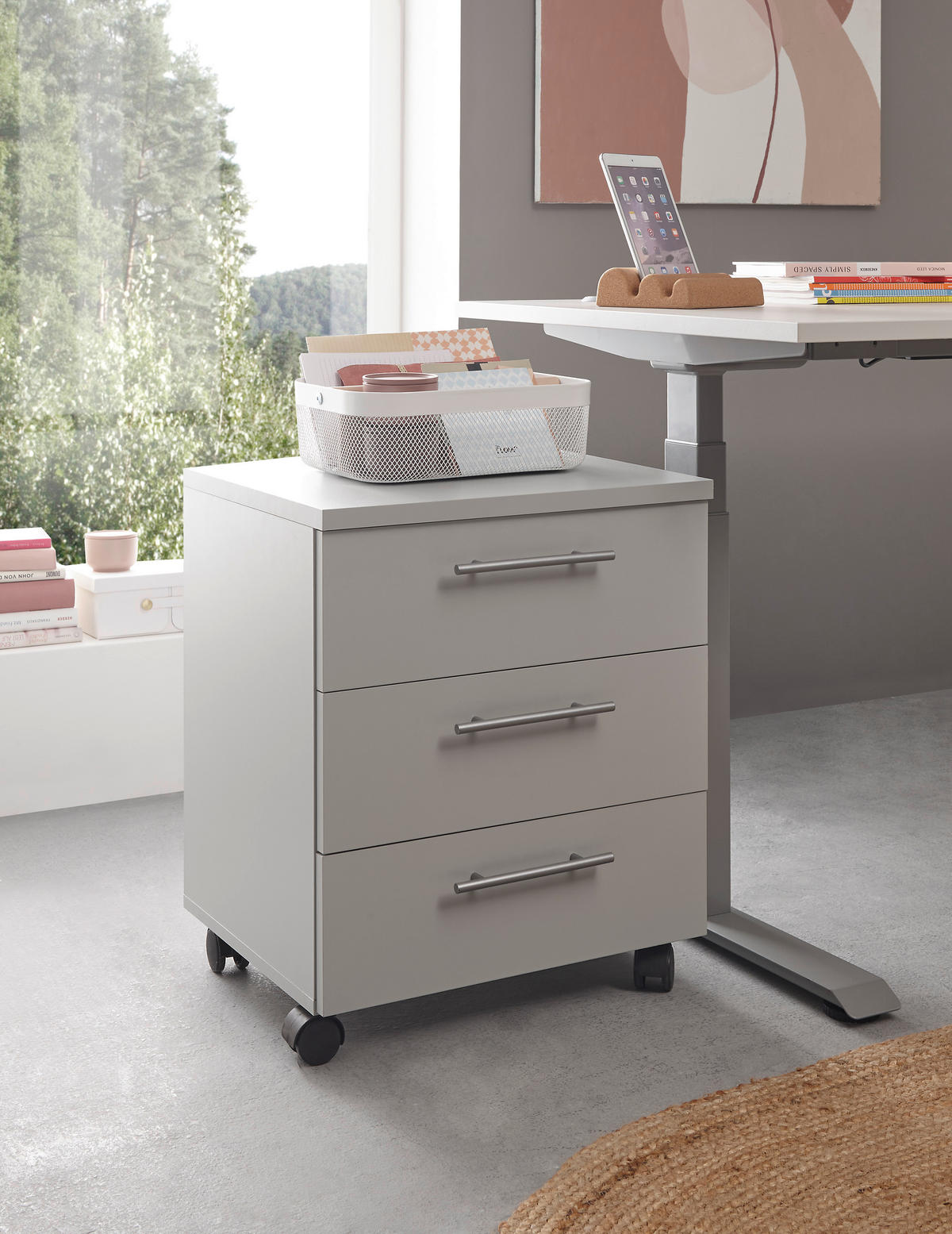 ROLLCONTAINER Grau  - Silberfarben/Grau, MODERN, Holzwerkstoff/Kunststoff (40/56/39cm) - Carryhome