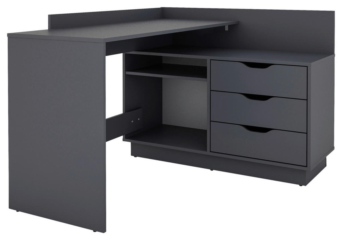 ECKSCHREIBTISCH 129/83,5/105 cm  in Anthrazit  - Anthrazit, Basics, Holzwerkstoff (129/83,5/105cm) - MID.YOU