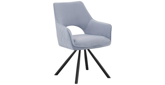 ARMLEHNSTUHL in Eisen Webstoff - Schwarz/Hellblau, Design, Textil/Metall (60/85/63cm) - Hom`in