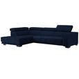 ECKSOFA in Mikrofaser Dunkelblau  207/301 cm  - Schwarz/Dunkelblau, Design, Textil/Metall (207/301cm) - Xora