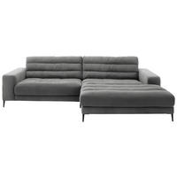 ECKSOFA in Cord Grau  - Schwarz/Grau, Design, Textil/Metall (296/207cm) - Dieter Knoll