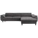 ECKSOFA in Webstoff Dunkelgrau  - Dunkelgrau/Schwarz, Natur, Textil/Metall (342/207cm) - Valnatura