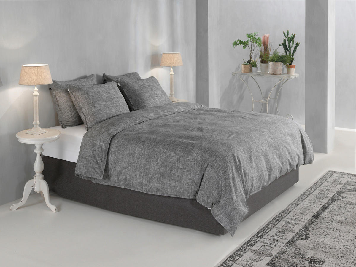 BETTWÄSCHE 2-teilig Paisley-di-Lino Renforcé 135/200 cm  - Dunkelgrau, Basics, Textil (135/200cm)