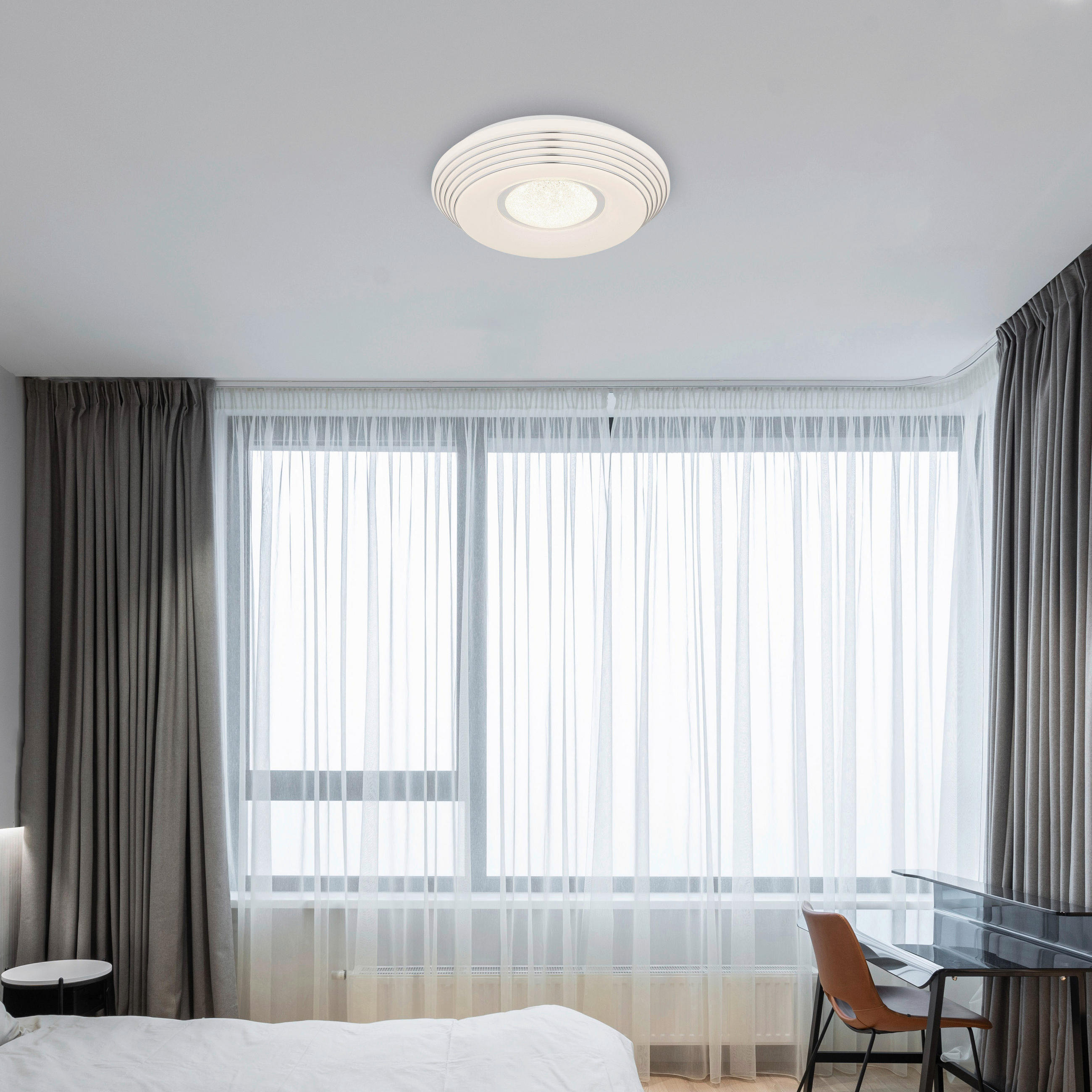 LED-DECKENLEUCHTE 39/8,3 cm   - Klar/Chromfarben, Design, Kunststoff/Metall (39/8,3cm) - Globo