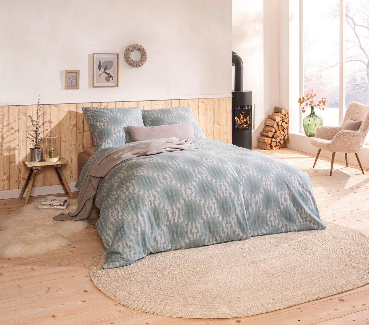 BETTWÄSCHE ATELIER Flanell 155/220 cm  - Grün, Design, Textil (155/220cm) - Estella